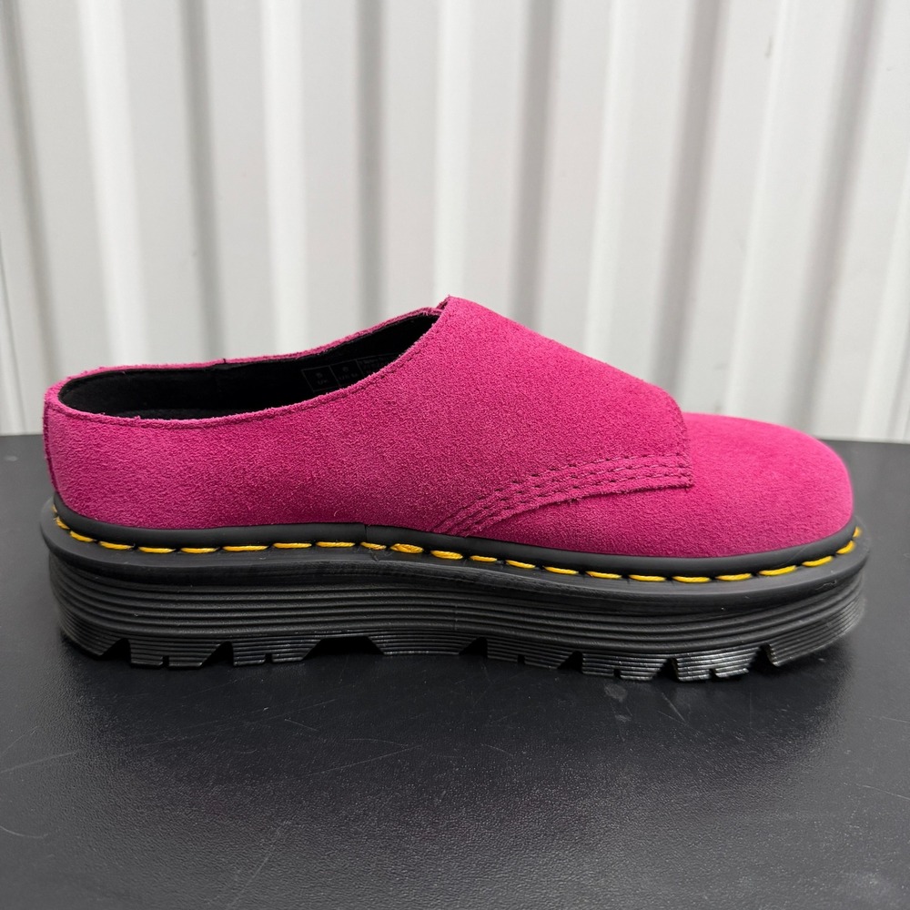 Dr. Martens Zebzag Magenta Suede Platform Mule Clogs - Picture 8 of 12